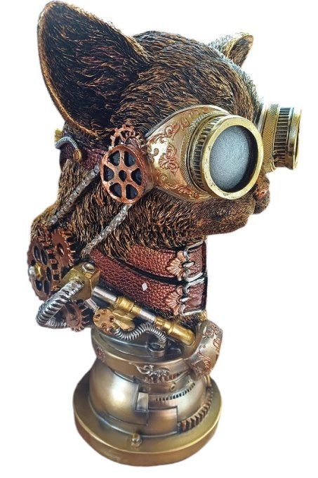 HDR05. Chat en résine steampunk