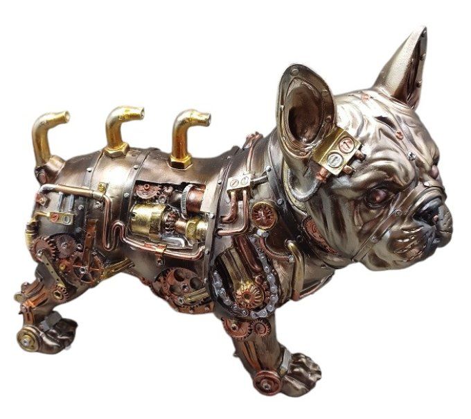 HDR04. Bouledogue en résine steampunk