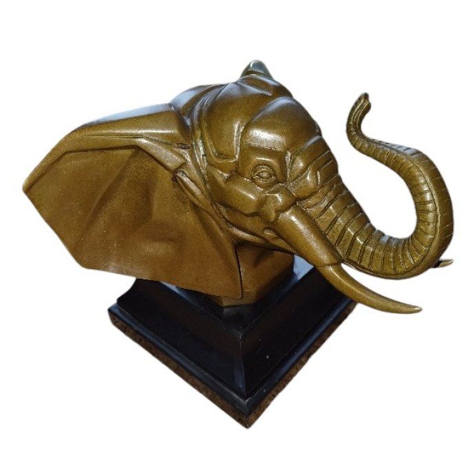 HDBR13. Bronze sur marbre "Tête d'élephant"