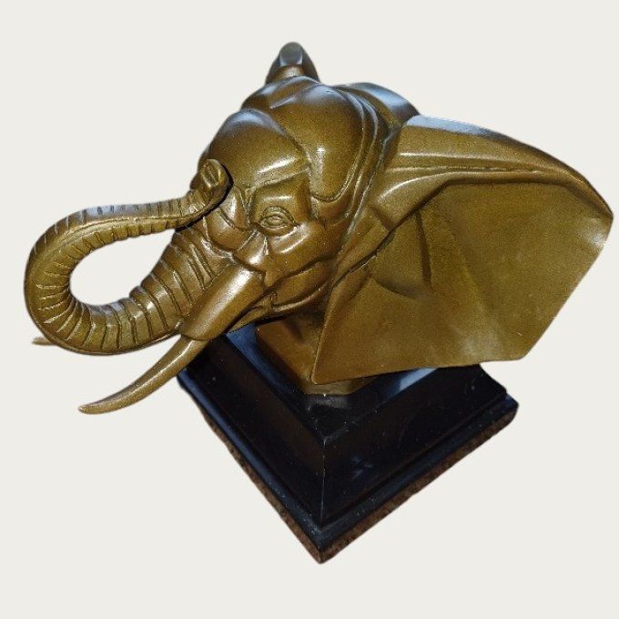 HDBR13. Bronze sur marbre "Tête d'élephant"