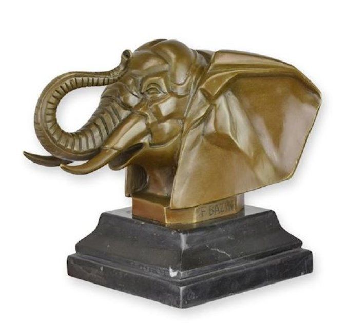 HDBR13. Bronze sur marbre "Tête d'élephant"