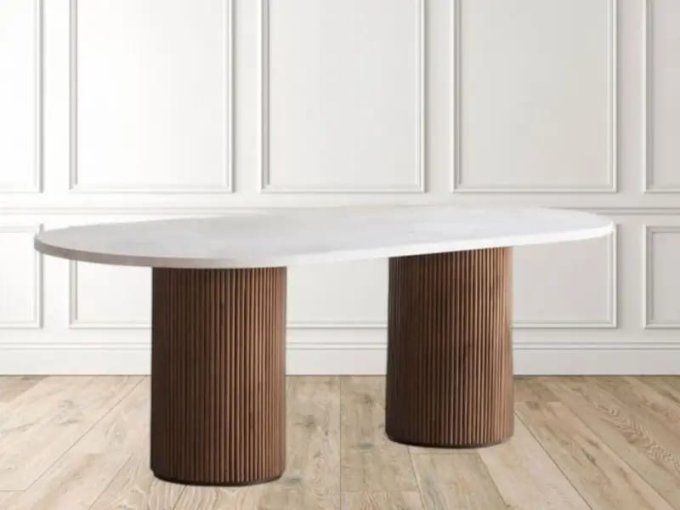 HDTT05. Grande table de salle en Travertin ALMA